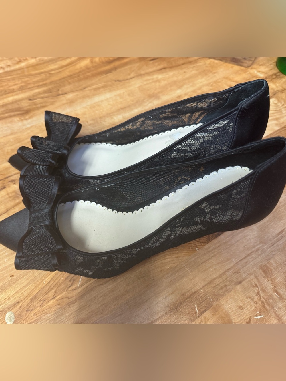 Charter Club Black Lace Bow heels